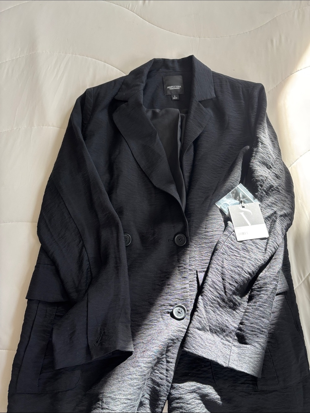 Simply Vera a new day Black Double-Breasted Textured Blazer